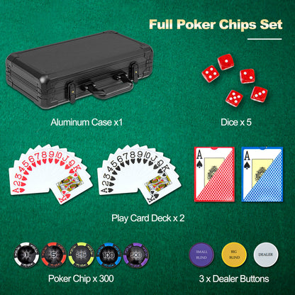 All the parts included in the poker chip set