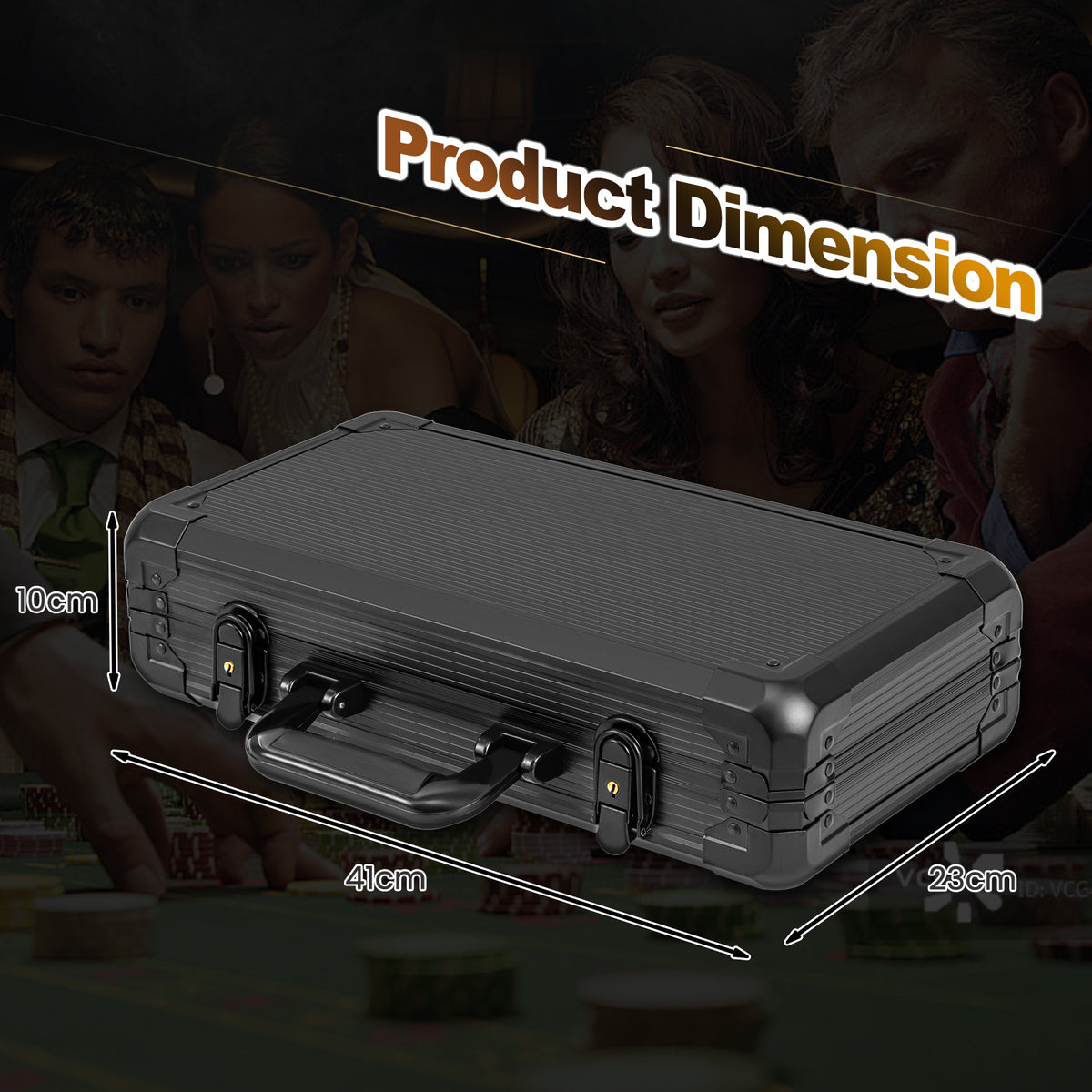 Dimensions of the black poker chip case
