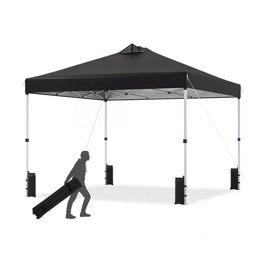 300 x 300 cm Pop up Canopy Tent 1 Person Easy Setup Gazebo Shelter with 1 Button Push-Black
