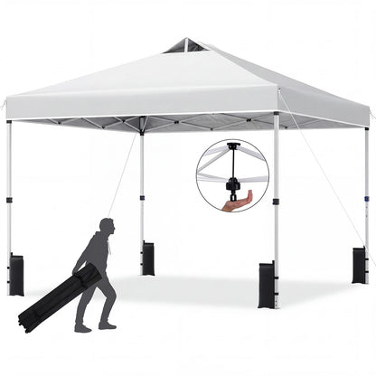 300 x 300 cm Pop up Canopy Tent 1 Person Easy Setup Gazebo Shelter with 1 Button Push-White
