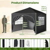 300 x 300 cm Pop up Canopy Tent with 4 Removable Sidewall and Wheeled Bag-Black