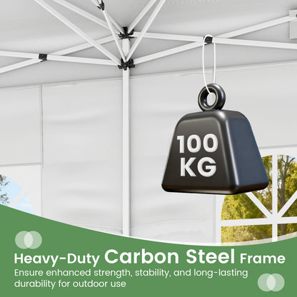 300 x 600 cm Pop up Canopy Tent with 6 Sidewalls and Wheeled Bag-White