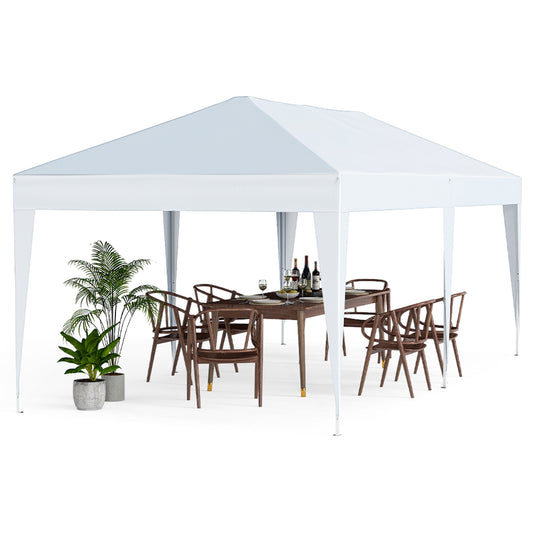 Portable Pop up Canopy Tent with Carry Bag set up with a table and chairs inside