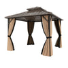 302 x 302 cm Hardtop Gazebo with Netting and Aluminum Frame-Coffee