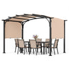 305 x 242 cm Outdoor Retractable Pergola with  Metal Frame and Polyester Fabric-Beige