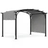 305 x 242 cm Outdoor Retractable Pergola with  Metal Frame and Polyester Fabric-Grey