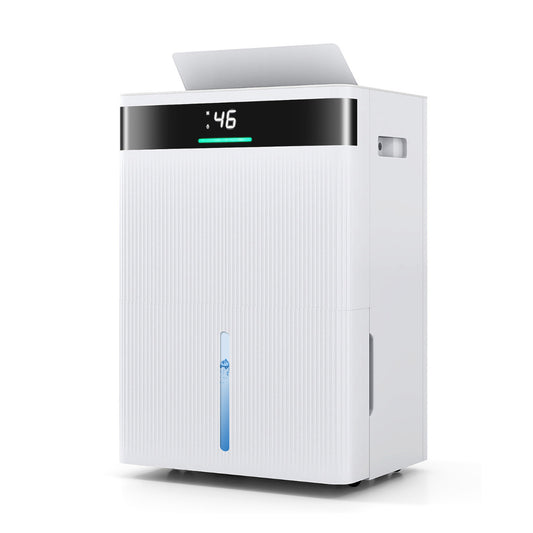30L Dehumidifier with 3 Modes and 3-Color Lights in white with a digital display and water level window