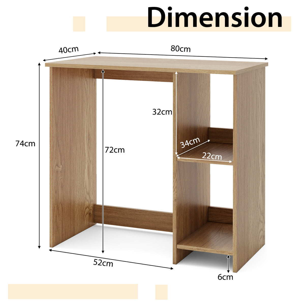 31.5 Inch Home Office Desk for Small Space-Natural