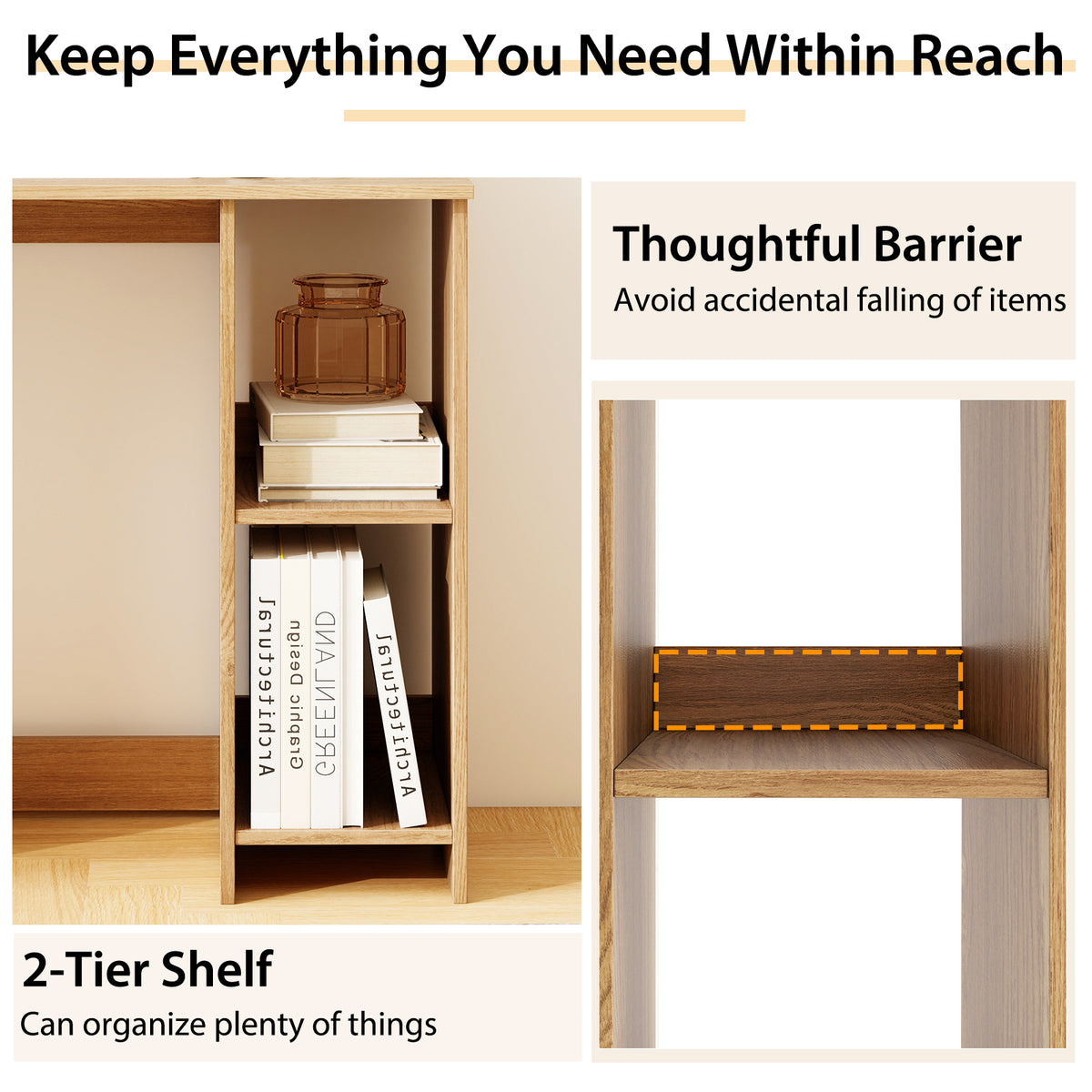 31.5 Inch Home Office Desk for Small Space-Natural