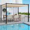 310 x 310 cm Outdoor Pergola with Retractable Canopy-Beige