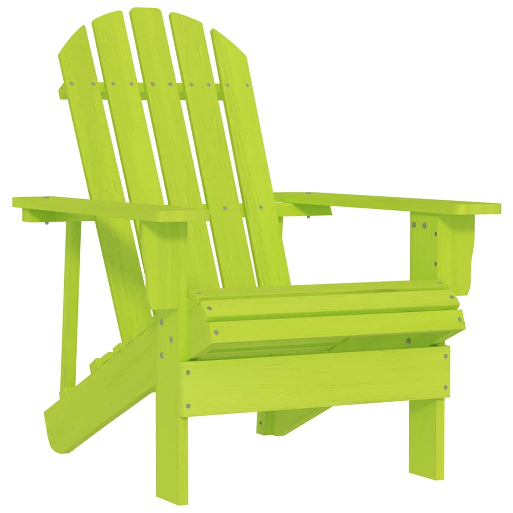 Garden Adirondack Chair Solid Fir Wood Green shown from a three-quarter angle
