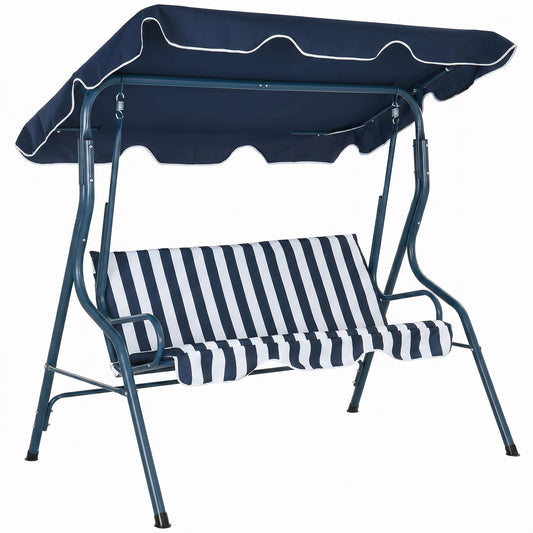 Outsunny 3 Seater Garden Swing Seat Chair in Blue