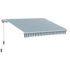 Outsunny Manual Retractable Awning, size (4m x3m)-Green/White Stripes