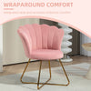 HOMCOM Velvet-Feel Lotus Petal Accent Chair - Pink