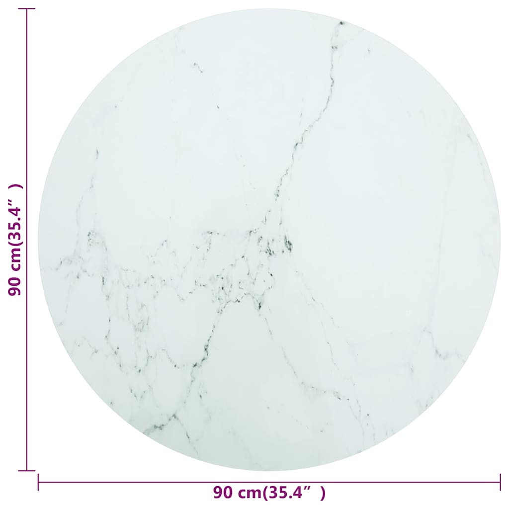 The round table top with dimension lines indicating the diameter of the surface