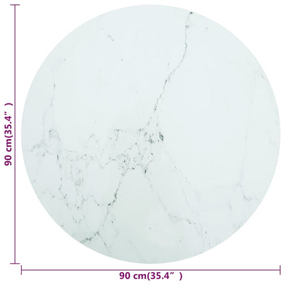 The round table top with dimension lines indicating the diameter of the surface