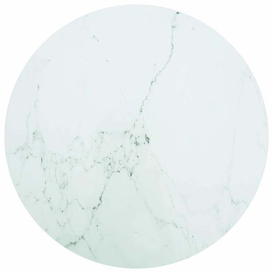 Table Top White Tempered Glass with Marble Design viewed from directly above