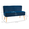 HOMCOM Modern Double Seat Sofa Foam Padding High Back Soft Comfortable Compact Couch Home Office Dark Blue