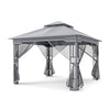 330 X 330 CM Double Roof Soft Top Patio Gazebo with Zippered Mesh Netting-Gray