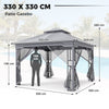 330 X 330 CM Double Roof Soft Top Patio Gazebo with Zippered Mesh Netting-Gray