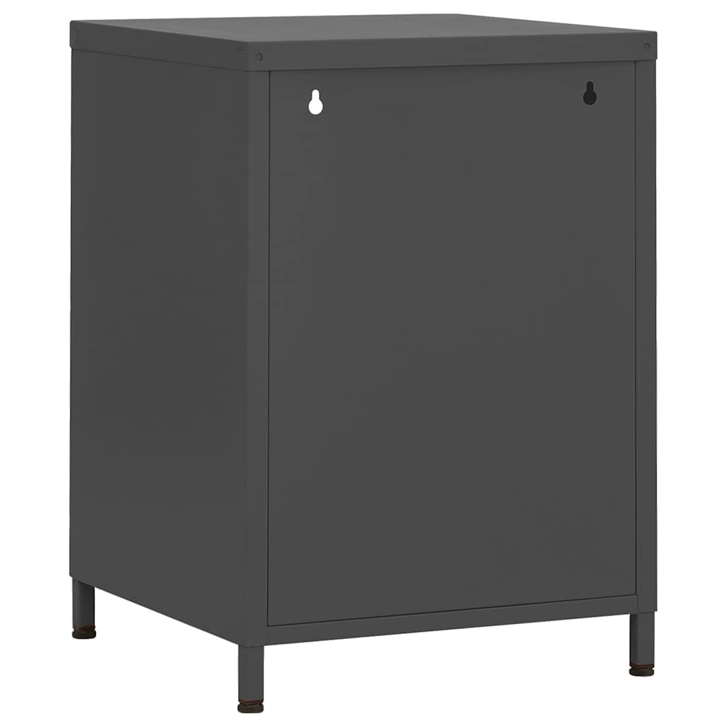 Rear view of the anthracite bedside table showing hanging points