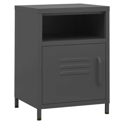 Nightstand Anthracite, the bedside table with a closed door and open shelf