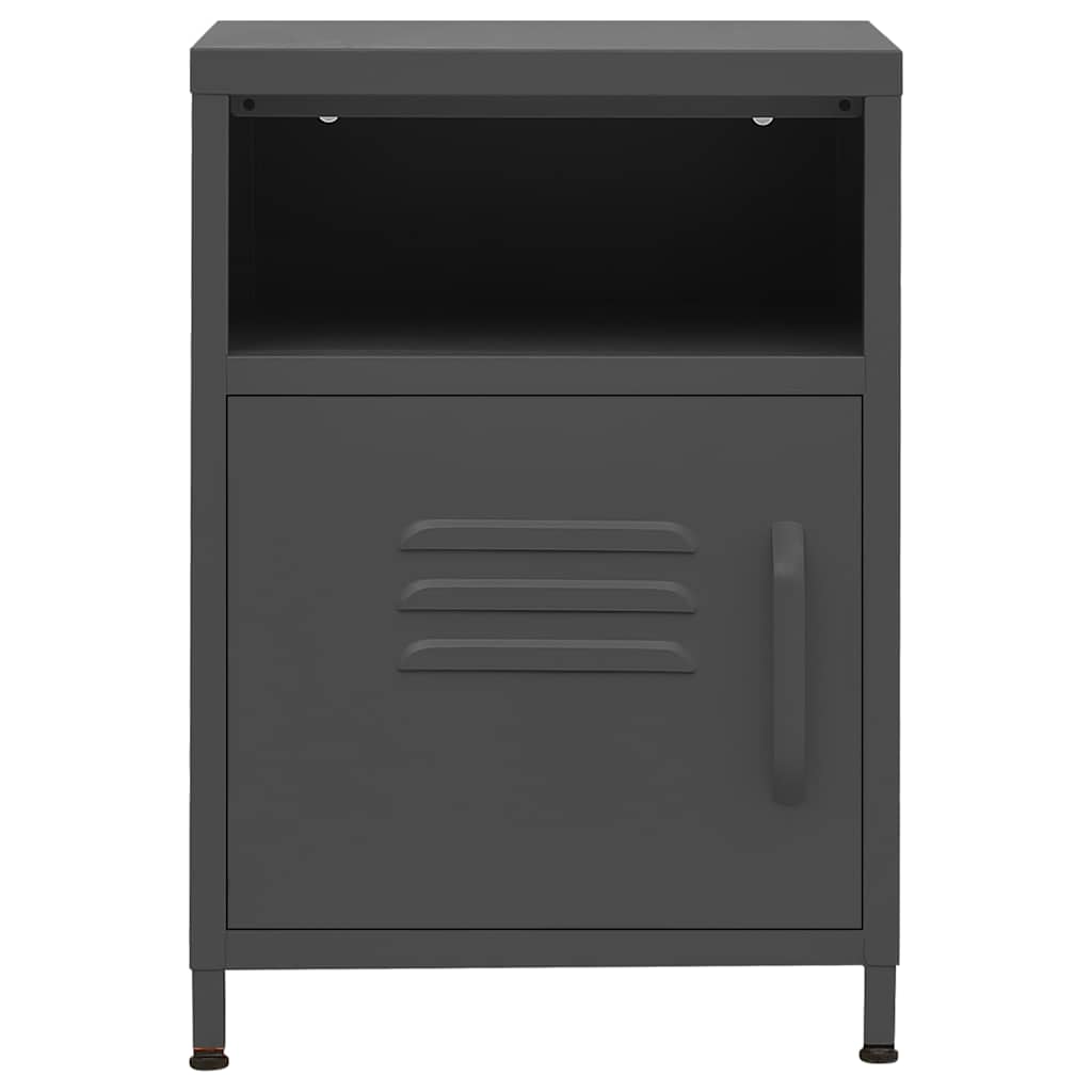 Anthracite bedside table with a closed locker door
