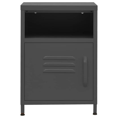 Anthracite bedside table with a closed locker door