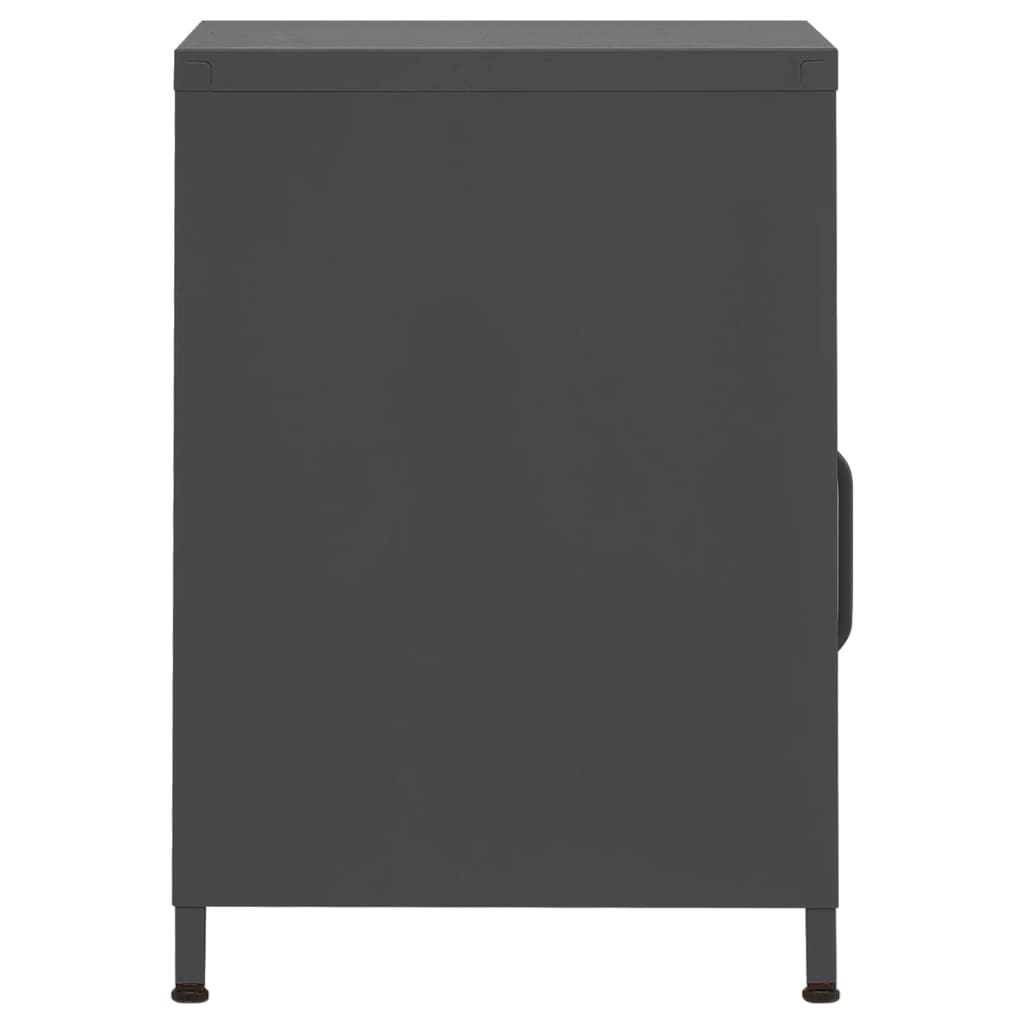 Side view of the anthracite bedside table with a closed door