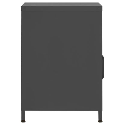 Side view of the anthracite bedside table with a closed door
