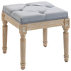 HOMCOM Vintage Foot Stool, Tufted Square Footrest with Wood Legs, Light Grey