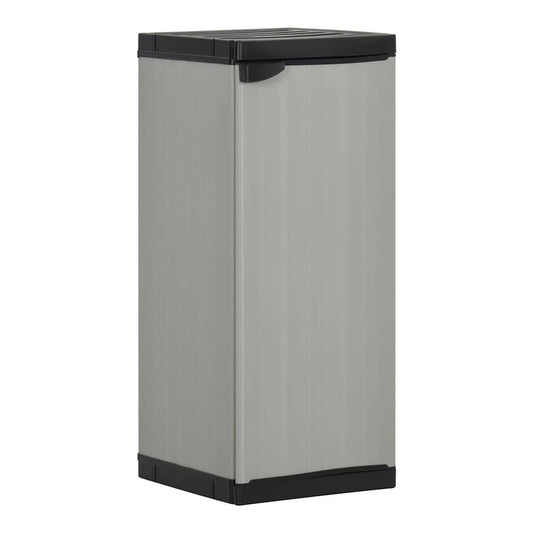 Garden Storage Cabinet with 1 Shelf Grey and Black viewed from a high angle