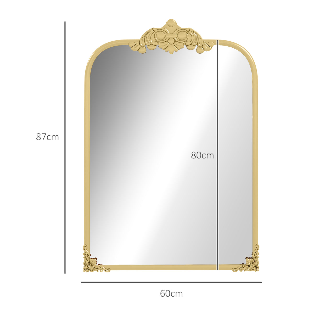 HOMCOM Wall Mirror in Gold Tone