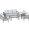 Outsunny 5 Pieces Aluminium Garden Furniture Set with Olefin Cushions, Extra Deep Outdoor Garden Sofa Set, Dark Grey