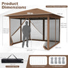 350 X 350 cm Easy Pop-up Canopy with Mesh Screen Netting and Carry Bag-Brown