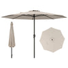 350 cm Patio Umbrella 8 Sturdy Ribs Table Umbrella with Crank Handle-Beige