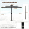 350 cm Patio Umbrella 8 Sturdy Ribs Table Umbrella with Crank Handle-Grey