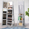 360-Degree Mirrored Jewelry Armoire with 3-Color Auto-on LED Lights-Grey