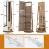 360-Degree Mirrored Jewelry Armoire with 3-Color Auto-on LED Lights-Wood