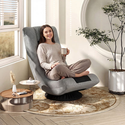360° Swivel Gaming Chair 4 Position Adjustable Folding Floor Sofa-Black and Grey
