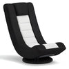 360° Swivel Gaming Chair 4 Position Adjustable Folding Floor Sofa-Black and White