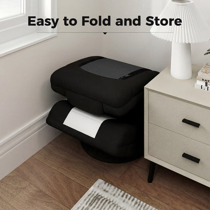 360° Swivel Gaming Chair 4 Position Adjustable Folding Floor Sofa-Black and White