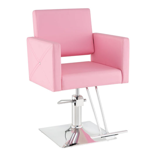 360 Degree Swivel Hairdressing Chair with Footrest and Backrest in pink