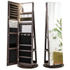 360-Degree Mirrored Jewelry Armoire with 3-Color Auto-on LED Lights-Brown