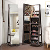 360-Degree Mirrored Jewelry Armoire with 3-Color Auto-on LED Lights-Brown