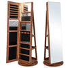 360-Degree Mirrored Jewelry Armoire with 3-Color Auto-on LED Lights-Natural