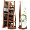 360-Degree Mirrored Jewelry Armoire with 3-Color Auto-on LED Lights-Natural