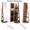 360-Degree Mirrored Jewelry Armoire with 3-Color Auto-on LED Lights-Natural