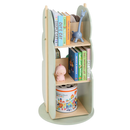 The kids storage unit stocked with children's books and toys