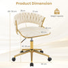 360° Swivel Home Office Desk Chair Set of 2 with Hand-woven Back-Beige